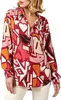 ASKSA Bluse Damen Langarm V-Ausschnitt Streifen Tops Produktbild-Vorschau 3