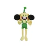 A plush toy of a yellow rabbit character wearing green overalls and holding two black circular objects. Produktbild-Vorschau