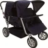 A dark blue, four-seater stroller for children, shown from a three-quarter angle against a white background. Produktbild-Vorschau