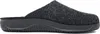 A side view of a dark gray felt slipper with a black sole. Produktbild-Vorschau