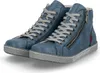 A pair of blue high-top sneakers with grey laces and a side zipper. Anteprima dell’immagine prodotto