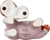 The underside of a ceramic figurine of a cat lying on its back. Produktbild-Vorschau