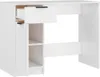 A white desk with an open drawer and shelves. Podgląd zdjęcia produktu
