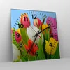 Wanduhr - Quadrat - Glasuhr - Tulpen Blumenstrauß Blumen Produktbild-Vorschau 4