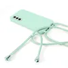 A mint green phone case with a lanyard is shown on a white background. Produktbild-Vorschau