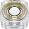 A top-down view of a clear, square-shaped charging case for earbuds, with gold accents and a white center. Anteprima dell’immagine prodotto