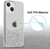 A glitter phone case for an iPhone 14 is shown with a diagram illustrating its soft TPU material. Anteprima dell’immagine prodotto