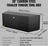 A diagram of a black trailer tongue tool box with dimensions and specifications. Anteprima dell’immagine prodotto