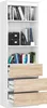 A white bookshelf with wooden drawers. Podgląd zdjęcia produktu