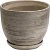 Keramický kvetináč okrúhly s podšálkou tmavosivý 19 cm Náhľad obrázku produktu 2