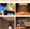 A collage of images showing a children's projector lamp in different settings and demonstrating its features. Produktbild-Vorschau