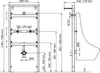 Technical drawing of a urinal mounting system with dimensions. Produktbild-Vorschau