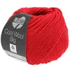 A ball of red yarn with a label. Produktbild-Vorschau