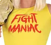 Close-up of a person wearing a yellow tank top with red text and a championship belt. Anteprima dell’immagine prodotto