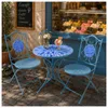 Gartentisch Metall Blau mit Blütenmotiv Produktbild-Vorschau 5