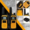 Collage of walkie-talkies and their accessories, with a background suggesting outdoor or construction environments. Produktbild-Vorschau