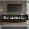 A modern living room with a TV stand and a large TV mounted on a wood-paneled wall. Náhľad obrázku produktu