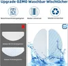 A collage of images showing washable mopping cloths for a robot vacuum cleaner, with text and icons highlighting features. Produktbild-Vorschau