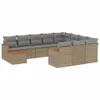 11-tlg. Garten-Sofagarnitur mit Kissen Beige Poly Rattan Produktbild-Vorschau 1