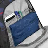 Inside view of a backpack showing various compartments and items. Produktbild-Vorschau