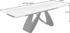 A white ceramic marble-effect dining table with black metal legs, shown with dimensions indicated. Produktbild-Vorschau