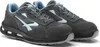 A pair of dark gray and light blue safety shoes are shown against a white background. Voir les images du produit