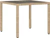 vidaXL Gartentisch mit Glasplatte Beige 90x90x75 cm Poly Produktbild-Vorschau 1