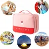 A collage of images showing a pink and red medical organizer bag surrounded by lifestyle images of family, travel, and outdoor activities. Náhľad obrázku produktu