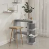 A bar table with shelves and a stool in a room with curtains. Náhled obrázku produktu