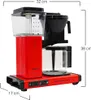 A red Moccacino Select filter coffee machine with dimensions indicated. Náhled obrázku produktu
