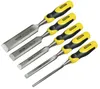 A set of five chisels with yellow and black handles are arranged diagonally on a white background. Voir les images du produit