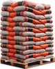 A pallet stacked high with bags of wood pellets. Produktbild-Vorschau