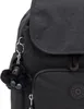 Close-up of a black Kipling backpack with a monkey keychain. Produktbild-Vorschau