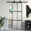 vidaXL Posuvné dvere čierne 76x205 cm z tvrdeného skla a Náhľad obrázku produktu 2