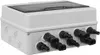 A white junction box with black connectors is shown against a white background. Podgląd zdjęcia produktu