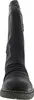 A front view of a black boot with a knitted gray cuff. Produktbild-Vorschau