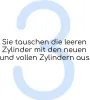 A large blue number '3' is superimposed over text describing a product exchange. Produktbild-Vorschau