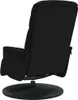 A black recliner chair with a footrest, shown from the back and side, on a circular base. Náhľad obrázku produktu