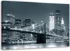 Toile Brooklyn Bridge 1 pièce 100x70 cm Feeby gris tableau Voir les images du produit 1