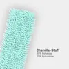 A close-up of a mint green chenille mop head with text describing the material composition. Produktbild-Vorschau