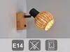 Wandstrahler innen 1 flammig Holzlampe mit Rattanschirm Produktbild-Vorschau 5