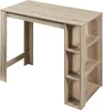 A light brown wooden bar table with shelves on the right side, shown against a white background. Anteprima dell’immagine prodotto