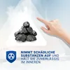 A hand is pointing towards a pile of coal, with text and a shield icon below. Produktbild-Vorschau