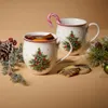 Two Christmas-themed mugs filled with mulled wine, accompanied by cookies and festive decorations. Náhled obrázku produktu