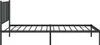 A side view of a black metal bed frame on a white background. Podgląd zdjęcia produktu