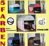 Collage of dog transport boxes in different colors, with feature callouts. Produktbild-Vorschau