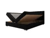 A black bed frame with the storage compartments open, showing the interior. Voir les images du produit