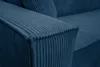 Close-up of a navy blue corduroy sofa armrest and cushion. Voir les images du produit