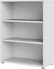 A white bookshelf with three shelves. Produktbild-Vorschau
