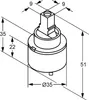 A technical drawing of a faucet cartridge with dimensions. Produktbild-Vorschau